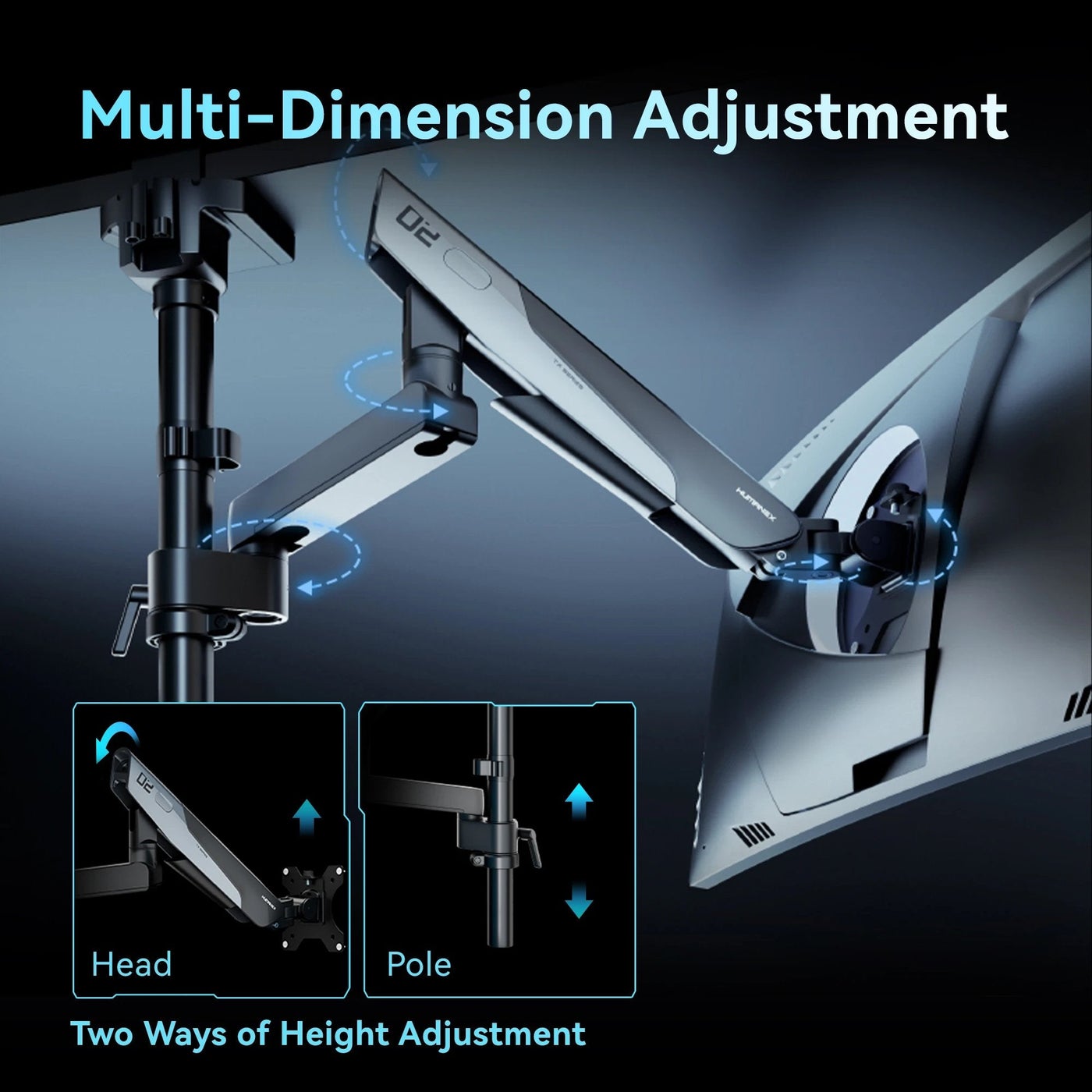 Humanex Humanex Premium Professional Gaming Monitor Arm, Single Monitor Desk Mou