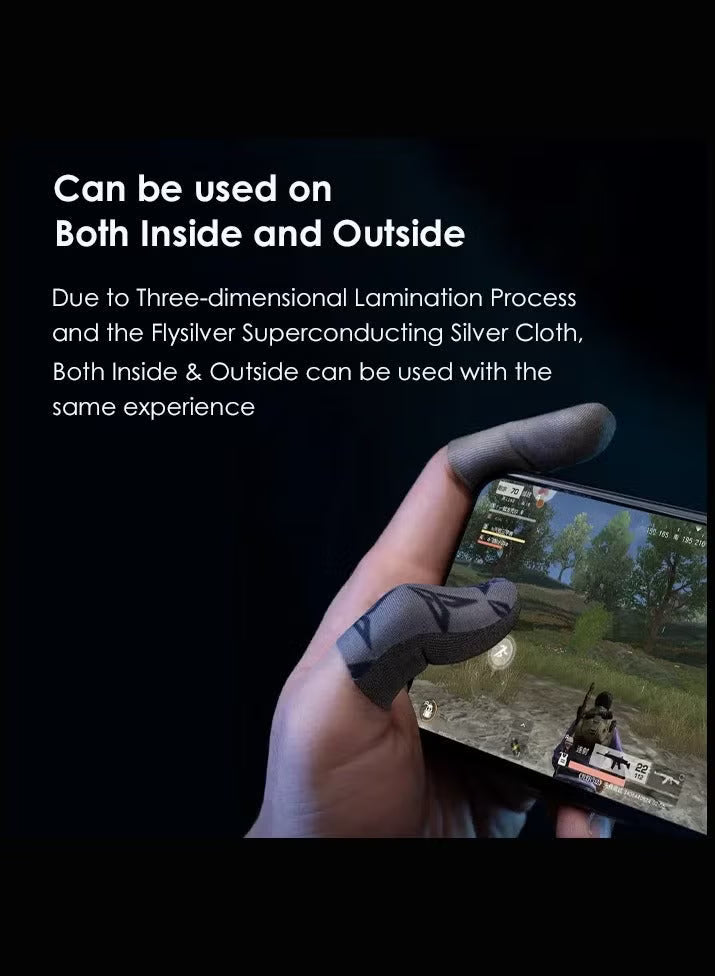 Flydigi Original P1 Silver Cloth Gaming Finger Sleeves, Ultra-Thin 0.3mm, Superconductive FlySilver Fabric, Zero-Lag Touch, Breathable & Sweat-Resistant – Compatible with iPhone, iPad, RedMagic, Samsung – PUBG, COD & FPS Gaming (1 pair - 2 PCS)