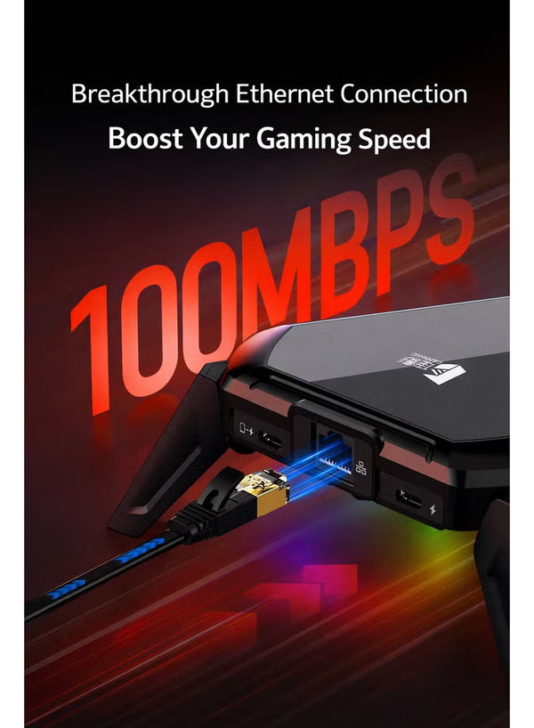 Scorpion 2 Pro Keyboard & Mouse Converter for Mobile Gaming by Gamwing, Wired 100Mbps Ethernet Network Port, Low Latency Signal Transmission, 2000Hz Polling Rate, RGB Lighting, Multiple Audio Interfaces, Supports RedMagic, Android 10+, HyperOS, HarmonyOS,
