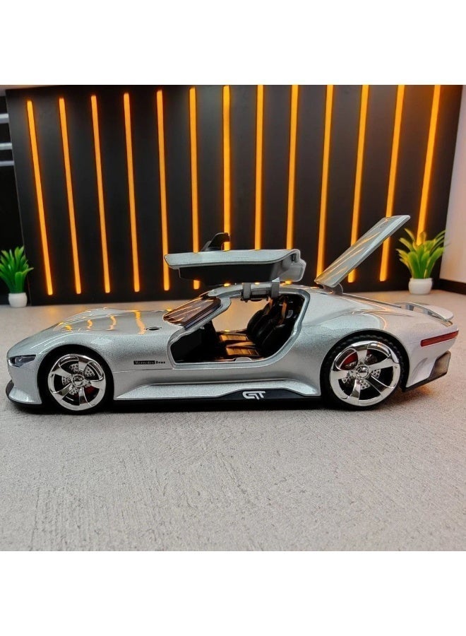 Mercedes-Benz AMG Vision GT Concept – Premium Silver Diecast Model Car with Opening Gullwing Doors, Perfect for Gifts, Office Desk Decoration, Kids’ Rooms, and Collectors