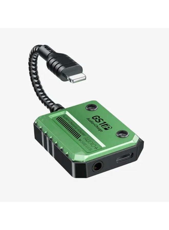 Plextone GS1 Lightning Adapter Dongle, 3.5mm AUX Headphone Jack with 30W Fast Charging, Hi-Res Audio, Zero Delay, Mic Supported, MFI-Certified Plug-and-Play Converter – Compatible with iPhone 8, X, 11, 12, 13 & 14 Pro Max