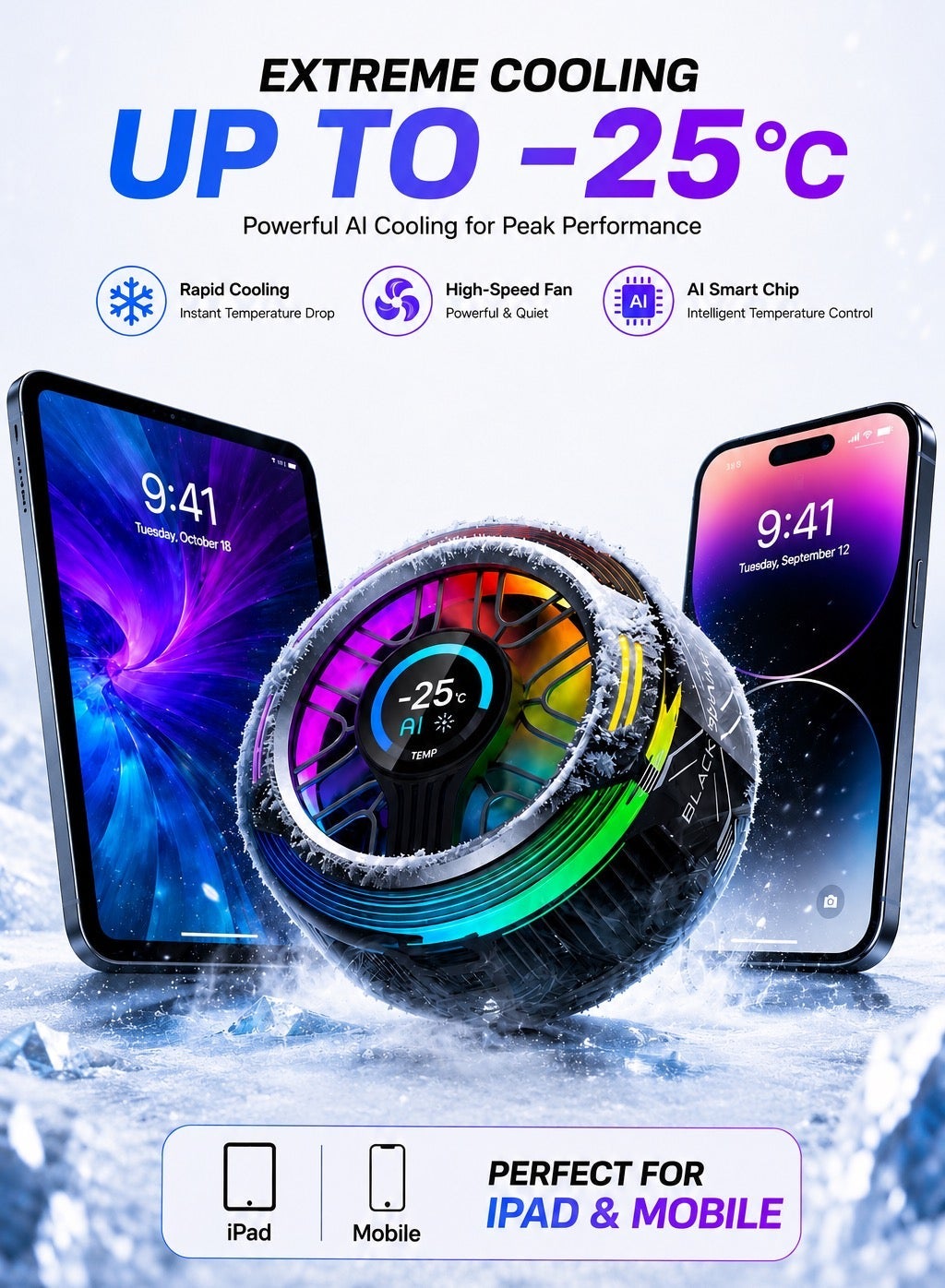 Phone Cooler Black Shark 6 PRO Magnetic Phone/Tablet Cooler – 35W Ultra-Cooling Gaming Fan with 67 W Charger, Graphene Heatsink, Magnetic Mount – Powerful Cooling Fan for Smartphones, Tablets, iPad & Steam Deck (Perfect for PUBG Mobile, COD & More)