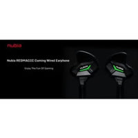 Nubia RedMagic Gaming Earphones, with In-Line Mic, Black with Green LED Accent, Wired