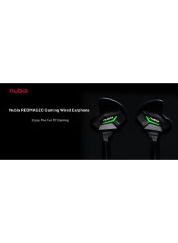 Nubia RedMagic سماعات رأس الألعاب، مع ميكروفون مدمج، أسود مع لمسة LED خضراء، سلكي