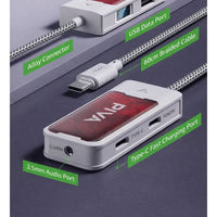 PIVA G41 4-in-1 Gaming Adapter & Converter, Type-C to 3.5mm Audio DAC 32Bit/384Khz & USB 2.0 Data Transfer Hub, PD 60W Fast Charging with Power Display, 480Mbps High-Speed, Compatible with RedMagic, iPad, iPhone, Samsung Mobile, Laptops, Mobile Phones