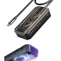PLEXTONE GS6 Gen 2 USB-C 6-in-1 Gaming Docking Station Hub with Built-in Turbo Fan Cooling, 2K 120Hz & 4K 60Hz HDMI Output, PD 100W Fast Charging, Dual USB High-Speed Data, 3.5mm/USB/Type-C Audio Support – Compatible with iPad Pro, RedMagic, Samsung, OneP