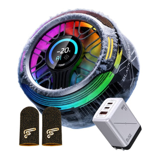 Black Shark 6 Pro Magnetic Cooler + Black Shark 67W GaN Fast Charger + Flaregun P2 Pure Gold Sleeves (2 Pieces) — For iPhone, Android, RedMagic, iPad