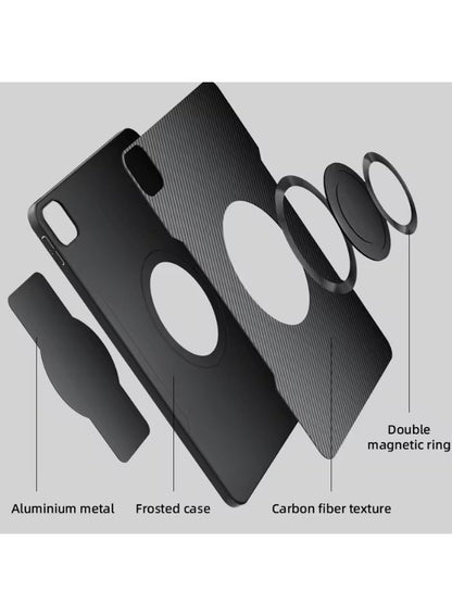 PIVA 2-in-1 Magnetic Gaming Protective Case, Carbon Fiber TPU Cover with Built-I