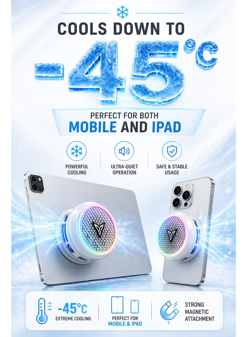 DigiFlydigi B9X Phone & iPad Cooler, 30W (-45°C) RGB Magnetic Cooling Fan with App Control, Ultra-Quiet Portable Cooling Pad, Strong Magnetic Attachment for iPhone, Android, RedMagic & iPad – Built for Intense Gaming, Perfect for FPS Games like PUBG Mobil