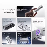 RedMagic 22.5W Mini Power Bank for RedMagic Coolers & Mobile Phones, Fast Charging, 5000mAh Capacity, Compatible with RedMagic 6 Pro Cooler & Below, iPhone and Samsung Devices (Power Bank Only) (LEBANON ONLY)