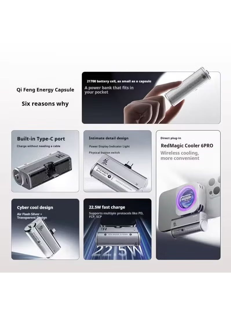 RedMagic 22.5W Mini Power Bank for RedMagic Coolers & Mobile Phones, Fast Charging, 5000mAh Capacity, Compatible with RedMagic 6 Pro Cooler & Below, iPhone and Samsung Devices (Power Bank Only) (LEBANON ONLY)