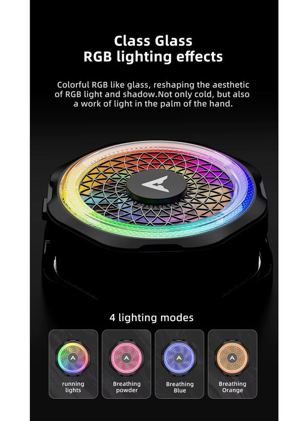 PIVA B25 20W Mobile Phone Cooling Fan for Gaming, Fast Cooling at 40°C, Magnetic Clip, RGB Lighting for a Professional Look, Durable and Scratch Resistant, Smart Control of Fan Speed and Lighting, White + 2× P2 Flaregun Sleeves