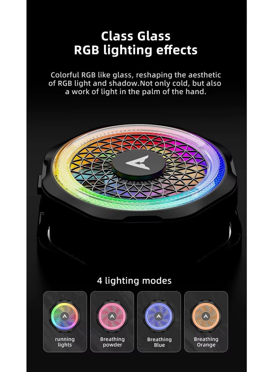 PIVA B25 20W Mobile Phone Cooling Fan for Gaming, Fast Cooling at 40°C, Magnetic Clip, RGB Lighting for a Professional Look, Durable and Scratch Resistant, Smart Control of Fan Speed and Lighting, White + 2× P2 Flaregun Sleeves