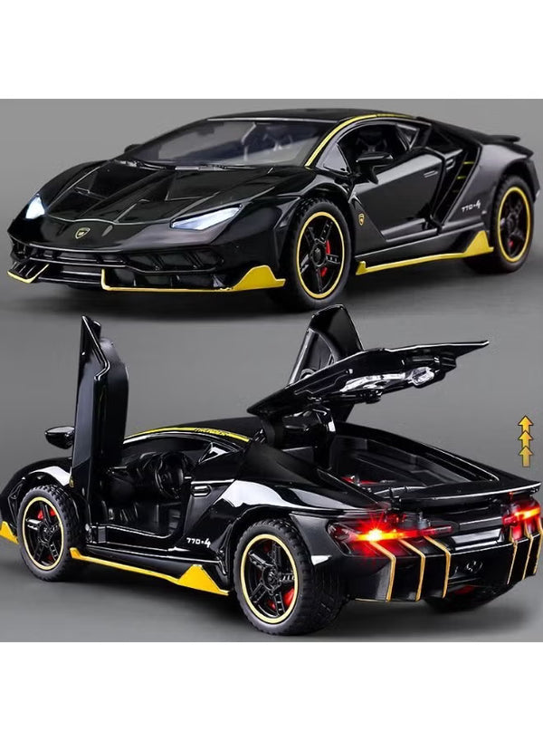 Lamborghini Centenario LP770-4 Concept – نموذج سيارة Diecast فاخر باللون الأسود والذهبي مع أبواب Gullwing القابلة للفتح، مثالي كهدايا، ديكور مكتب، غرف الأطفال والمجمعين