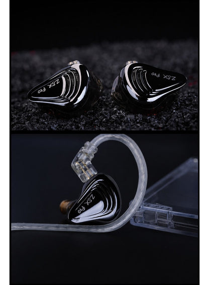 KZ ZSX Pro IEM 12-Driver Hybrid Earphones, 1DD+5BA per Side, Wired 3.5mm HiFi In-Ear Monitors with HD Microphone, Ultra-Linear Dynamic Driver, Balanced Armature Array, Precision Frequency Crossover, Wide Soundstage, Deep Bass, Metal Faceplate, Ergonomic R