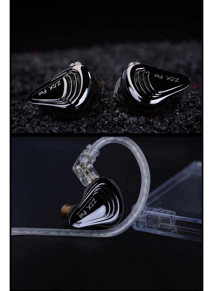KZ ZSX Pro IEM 12-Driver Hybrid Earphones, 1DD+5BA per Side, Wired 3.5mm HiFi In-Ear Monitors with HD Microphone, Ultra-Linear Dynamic Driver, Balanced Armature Array, Precision Frequency Crossover, Wide Soundstage, Deep Bass, Metal Faceplate, Ergonomic R