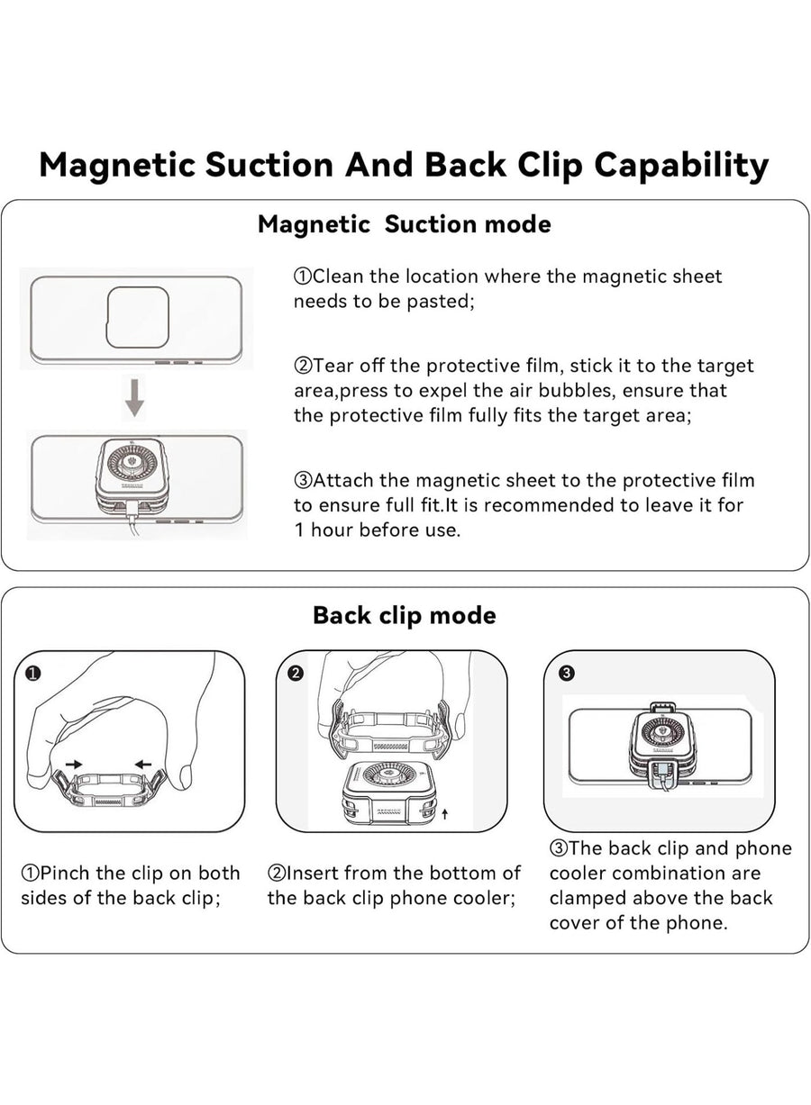 Phone Cooler RedMagic 5 Pro Magnetic Phone/Tablet Cooler – 36W Ultra-Cooling Gaming Fan with Graphene Heatsink, Magnetic Mount & Clip – Cooling Fan For Smartphones, Tablets, iPad & Steam Deck (Perfect for PUBG Mobile, COD & More), Silver Black