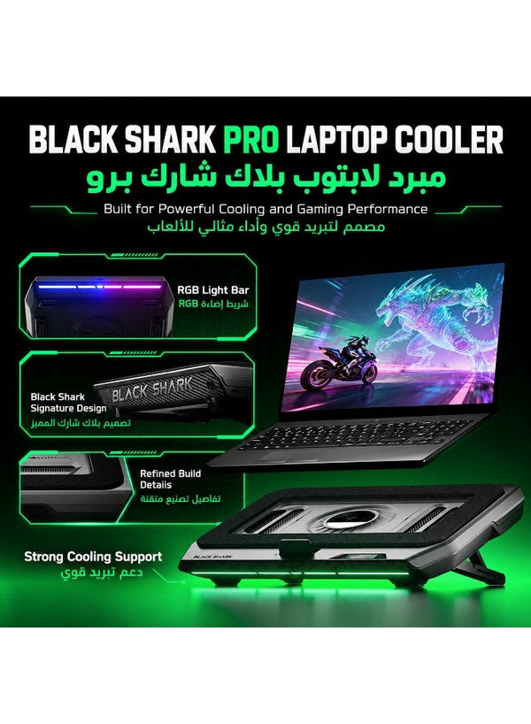 Gaming Laptop Cooler SuperCharged Pro by Black Shark – Laptop Cooling Pad with 4000RPM Turbo Fan, RGB Lighting, Smart Display, USB 3.0 Hub, App Control, Adjustable Stand & Dust Filter for 14–18 Inch Laptops