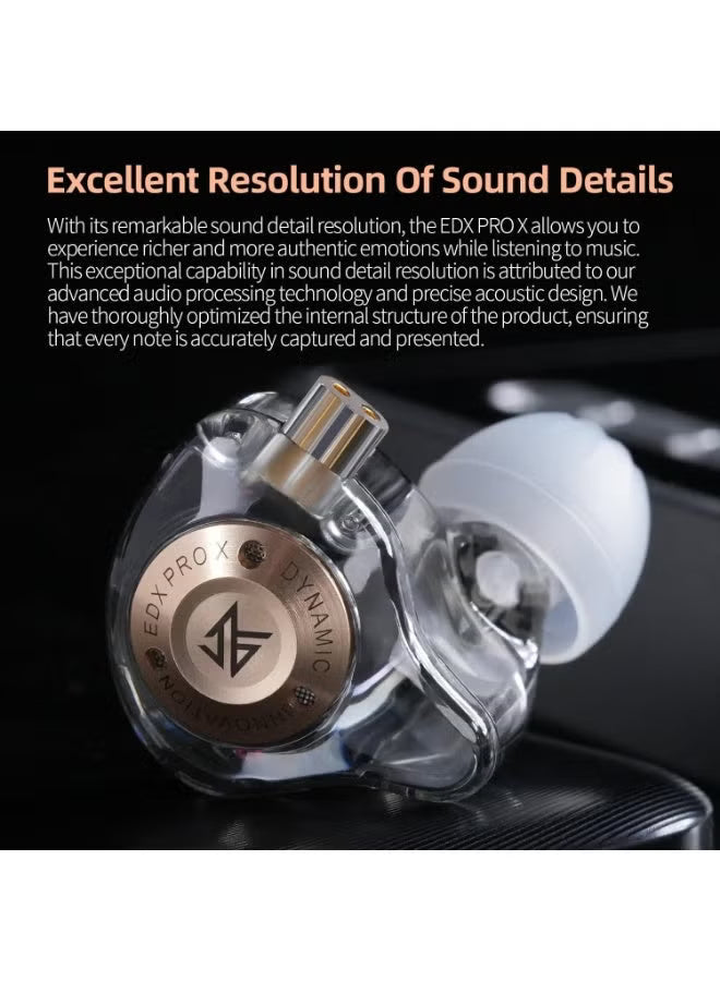 KZ EDX Pro X IEM in Ear Earphone, Single Dynamic Driver HiFi in-Ear Monitor with Ergonomic Shape, Wired Gaming Earbud, Detachable Cable for Audiophile (With Mic)