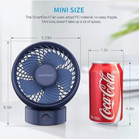 SmartDevil USB Desk Fan, Small Personal Desktop Table Fan with Strong Wind, Quiet Operation Portable Mini Fan for Home Office Bedroom Table and Desktop (Blue)