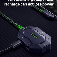 PIVA GS3 Pro 4-in-1 USB-C Audio and Charging Converter Adapter Dongle, Type-C Hub USB Hub, High Resolution, 60W Fast Charging for Gaming and Live Streaming, for RedMagic, iPad, iPhone 15/16/17 Series, Android (Elbow L Style)