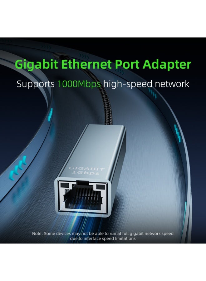 PIVA USB-C to Gigabit Ethernet Adapter, Type-C to RJ45 Cat6 Network Converter, 1000Mbps