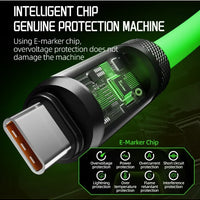 Piva Intelligent 240W PD Super Fast Charging Type-C to Type-C Data Cable with Intelligent Digital Display, 1.5m Liquid Silicone Cable, 480Mbps High-Speed Data Transfer for Gamings, IOS AND ANDROID