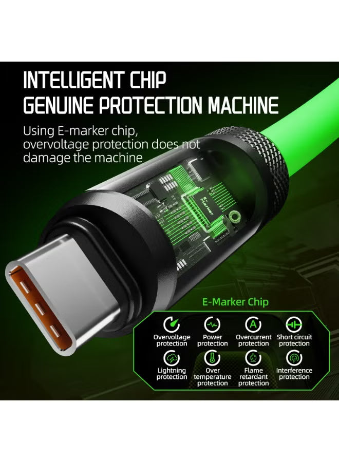 Piva Intelligent 240W PD Super Fast Charging Type-C to Type-C Data Cable with Intelligent Digital Display, 1.5m Liquid Silicone Cable, 480Mbps High-Speed Data Transfer for Gamings, IOS AND ANDROID