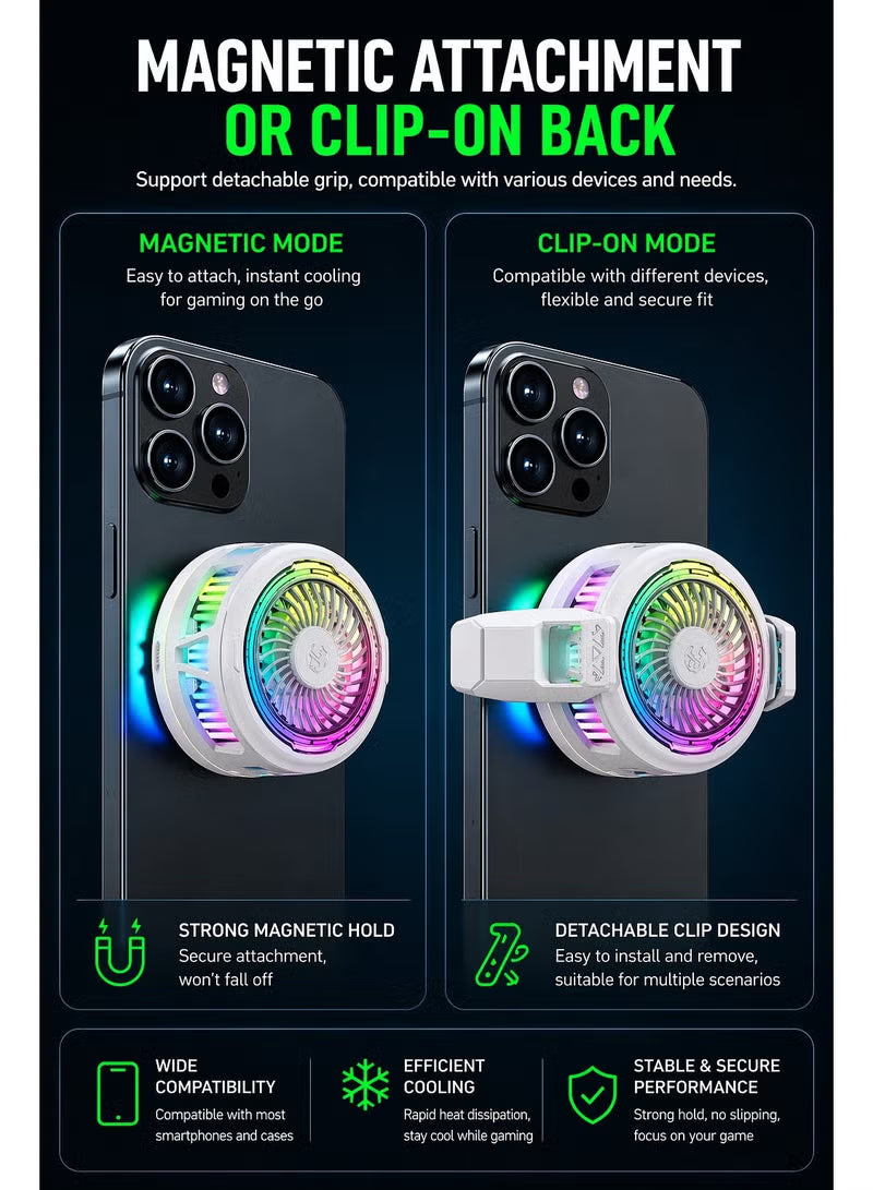 Blackshark 5 funcooler Phone Cooler, 20W Magnetic Cooling Fan with App Control, Ultra-Quiet Portable Cooling Pad, Strong Magnetic Attachment for iPhone, Android, RedMagic & iPad – Perfect for FPS Games like PUBG Mobile & Call of Duty Mobile