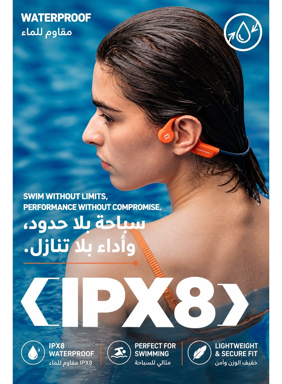SHEYIN X9 Bone Conduction Swimming Headphones, IPX8 Waterproof, 32GB Built-in MP3, Bluetooth 6.0, Open-Ear Sports Headphones, 10-Hour Battery for Swimming, Running & Gym