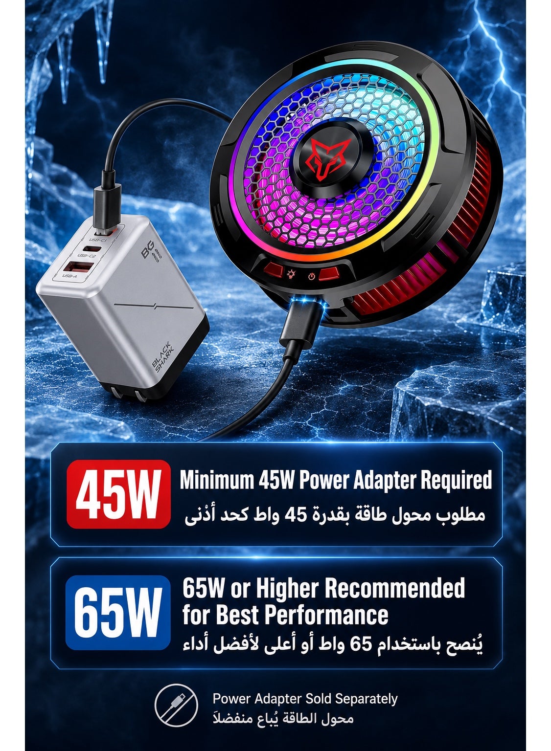 Sarafox X9 Pro 36W Phone & Tablet Gaming Cooler, Magnetic, RGB Cooling Fan with 