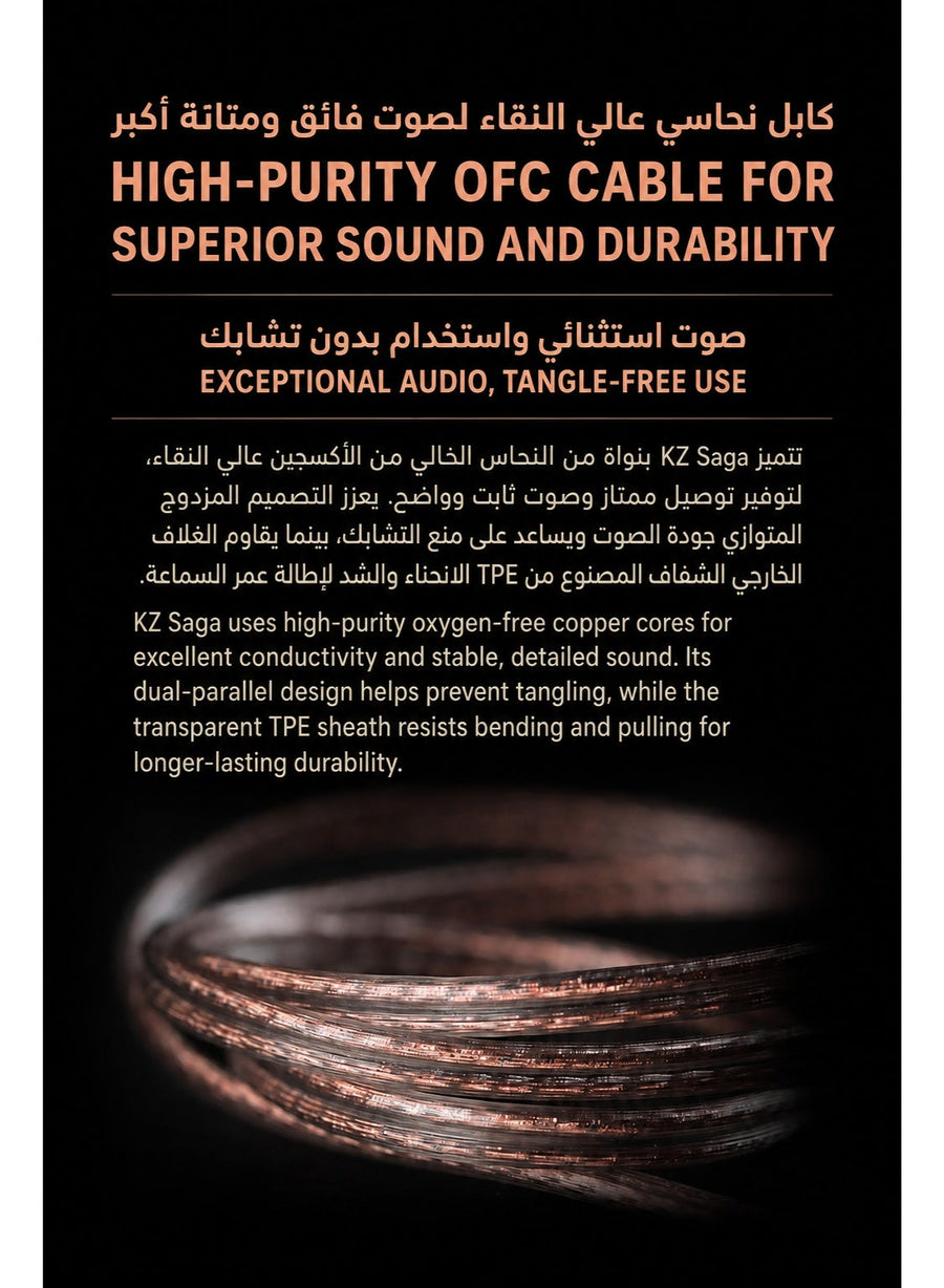 KZ Saga IEM Bass Improved Version, Wired 3.5mm HiFi In-Ear Monitor Earphones with HD Microphone and Single-Button Control, High-Performance Internal Magnetic Dynamic Driver, Deep Sub-Bass, Enhanced Midrange Vocals, Harman Curve Tuning, Immersive 360° Pano