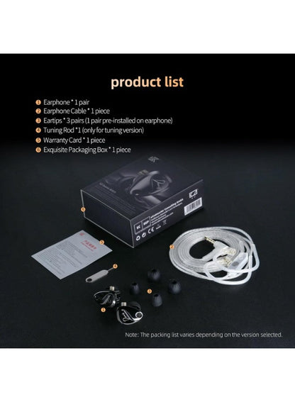KZ Duonic IEM Bass Improved Version with Tuning Switches, wired 3.5mm Hybrid HiF