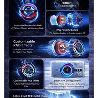 Phone Cooler RedMagic 4 Pro Magnetic Phone/Tablet Cooler –27W Ultra-Cooling Gaming Fan with Graphene Heatsink, Magnetic Mount – Cooling Fan For RedMagic Astra, Smartphones, Tablets, iPad & Steam Deck (Perfect for PUBG Mobile, COD & More)