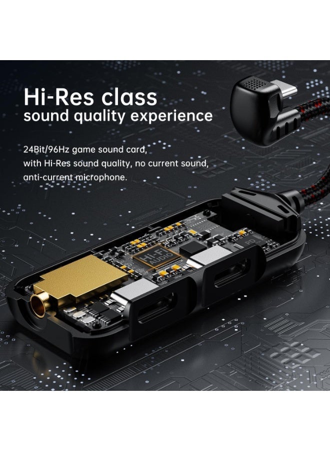 GS1 Type-C 3-in-1 Gaming Audio Adapter, 60W PD Fast Charging + 3.5mm Hi-Res Sound Card, Type-C to Aux Converter with Mic Support, Magnetic Design for Android, RedMagic, Black Shark, Xiaomi, Huawei, iPhone 15/16/17 Series, iPad, MacBook, Laptops