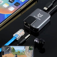 Sarafox 3-in-1 Gaming Adapter & Converter Dongle, Type-C USB Hub with 3.5mm Audio, RJ45 Ethernet 1000Mbps Network Adapter, PD 3.0 Fast Charging, Low Latency Gaming Adapter for PUBG – Compatible with Razer, Xiaomi, RedMagic, iPad, iPhone, Samsung, Android