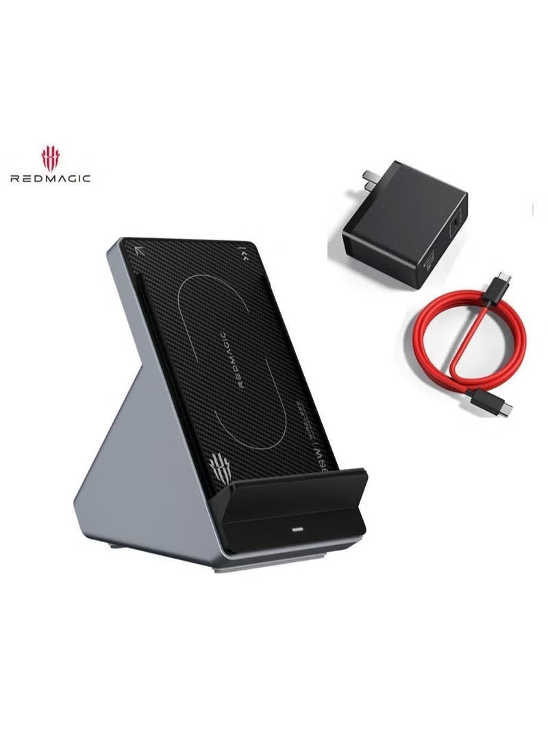 C 80W Fast Wireless Charger – Air-Cooled Wireless Charging with 5000 RPM Fan, Dual-Use Charger & Phone Stand, Carbon Fiber Texture, Multi-Device Compatibility, 8-Level Safety Protection, Includes 120W Power Adapter, For iPhone 17 and below, Samsung, Redma