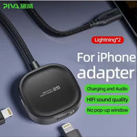 PIVA G2 iPhone Lightning Adapter – Headphone Jack with 21W Lightning Fast Charging, HD Clear Voice with Extra Bass, Zero Delay, Mic Supported, MFI-Certified Chipset, Perfect for iPhone 8, X, 11, 12, 13, and 14 Pro Max (Double Lightning))