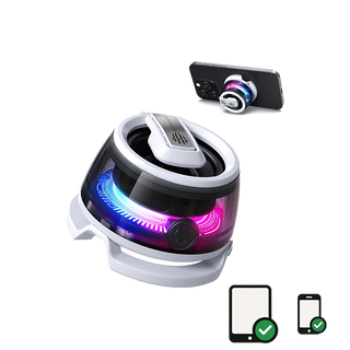 RedMagic Mini Phone Stand with Bluetooth Speaker, BT 5.3, RGB Light, Game/Music Mode, Wireless Portable Magnetic Speaker for Golf Cart, Travel, Shower, Outdoors or Metal Surface