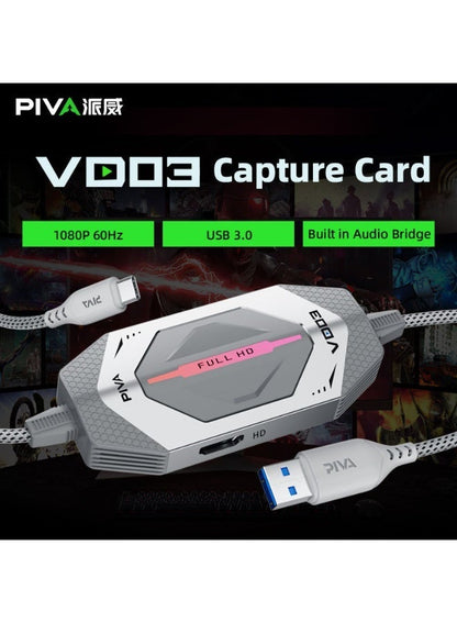 PIVA VD03 1080P 60Hz Video Capture Card USB3.0 Game Docking Station PD60W Fast C