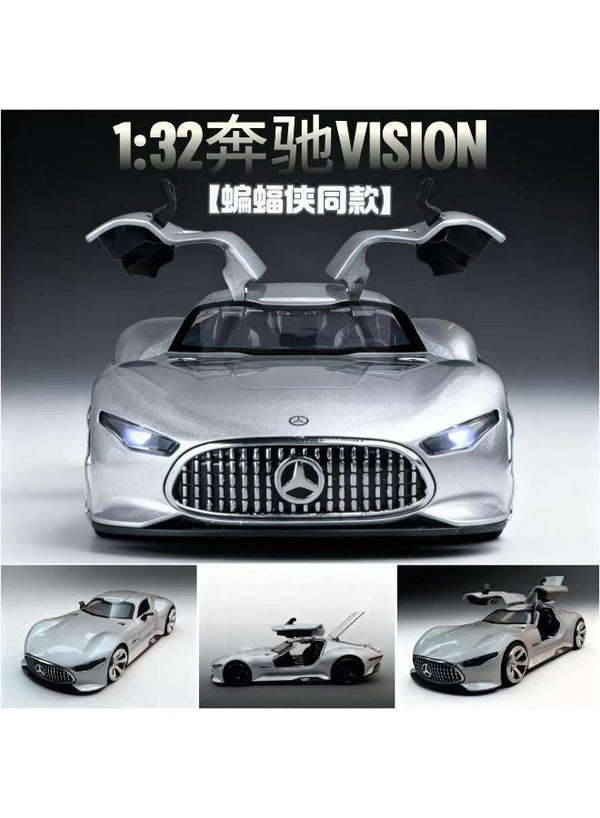 Mercedes-Benz AMG Vision GT Concept – Premium Silver Diecast Model Car with Opening Gullwing Doors, Perfect for Gifts, Office Desk Decoration, Kids’ Rooms, and Collectors