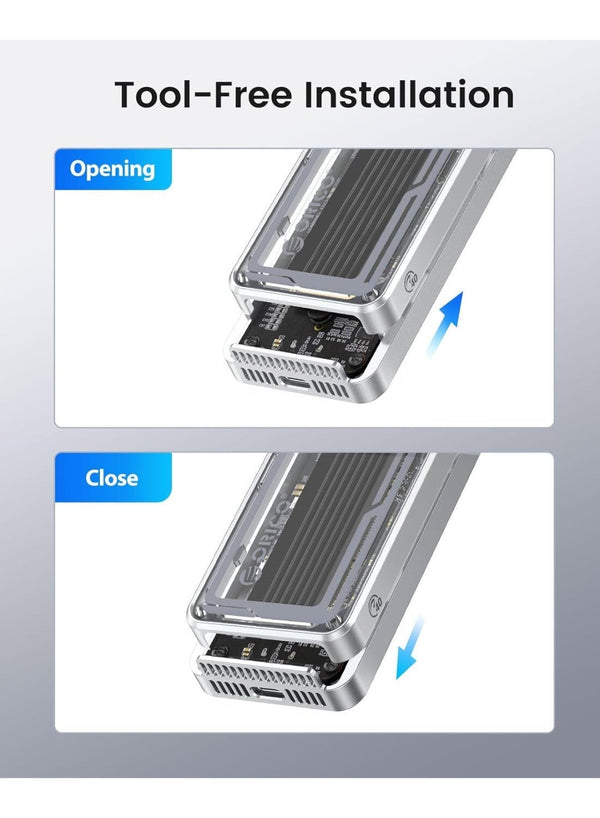 ORICO 40Gbps USB4 M.2 NVMe SSD Enclosure, Active Cooling Fan, Tool-Free Aluminum External SSD Case, Up to 3500MB/s, Supports 2230, 2242, 2260 and 2280 NVMe SSDs, Thunderbolt 4 Compatible, Thunderbolt 3 Compatible, Up to 8TB