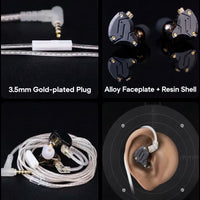 KZ ZS10 PRO X IEM original Upgraded 1DD+4BA Hybrid Driver HiFi in Ear Earphones IEM with Alloy Faceplate, Detachable Silver-Plated Recessed 2Pin Cable for Audiophile Musician DJ Stage (With Mic)