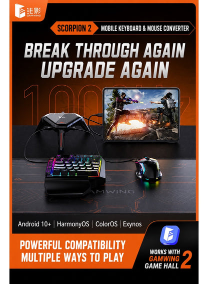 Gamwing Scorpion 2 Keyboard & Mouse Converter for Mobile Gaming by – Low Latency