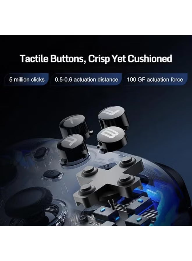 REDMAGIC Cyber Wireless Gaming Controller 1000Hz – RGB Gamepad with Hall Effect Joysticks & Triggers, 3-Mode Connection (Wired / Bluetooth / 2.4G), Aluminum Charging Dock, Turbo & Macro, Compatible with PC, Android, iOS, Tablet, Smart TV & Nintendo Switch