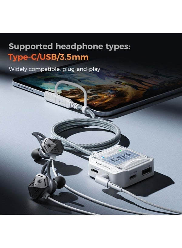 Plextone GS5 Pro Gaming Dongle Adapter & Converter, 5-in-1 USB-C to 3.5mm Audio & USB Hub, PD 60W Fast Charging, Gaming Earphone Sound Adapter – Compatible with RedMagic, iPad, iPhone, Samsung Mobile, Laptops, Mobile Phones & Gaming Devices