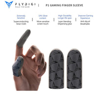 Flydigi Original P1 Silver Cloth Gaming Finger Sleeves, Ultra-Thin 0.3mm, Superconductive FlySilver Fabric, Zero-Lag Touch, Breathable & Sweat-Resistant – Compatible with iPhone, iPad, RedMagic, Samsung – PUBG, COD & FPS Gaming (1 pair - 2 PCS)