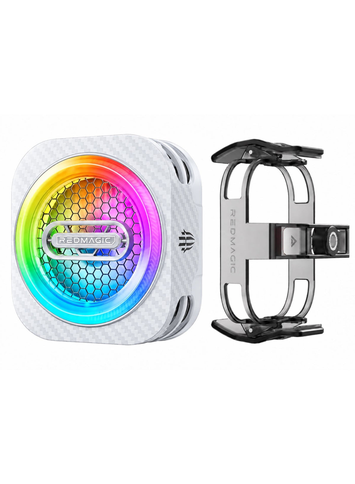 Phone Cooler RedMagic 6 Pro Plus Edition, 33W Magnetic Gaming Phone Cooler with 6000RPM Cooling Fan, RGB Light, 34dB Low Noise, Magnetic + Clip Mount for iPhone, Android, Samsung, RedMagic, Tablets & Mobile Gaming, White
