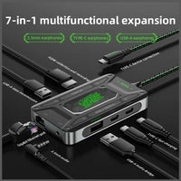PIVA DS7 7-in-1 USB-C Docking Station & Gaming Hub – 4K@60Hz HDR Video, 100W PD Fast Charging, 32Bit/384KHz Hi-Fi Audio, Gigabit Ethernet, USB 3.1 Data Transfer for Streaming & Recording – Compatible with RedMagic, iPhone, iPad, Android & Laptops