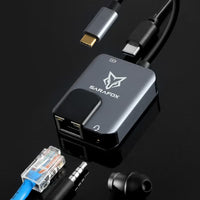 Sarafox 3-in-1 Gaming Adapter & Converter Dongle, Type-C USB Hub with 3.5mm Audio, RJ45 Ethernet 1000Mbps Network Adapter, PD 3.0 Fast Charging, Low Latency Gaming Adapter for PUBG – Compatible with Razer, Xiaomi, RedMagic, iPad, iPhone, Samsung, Android